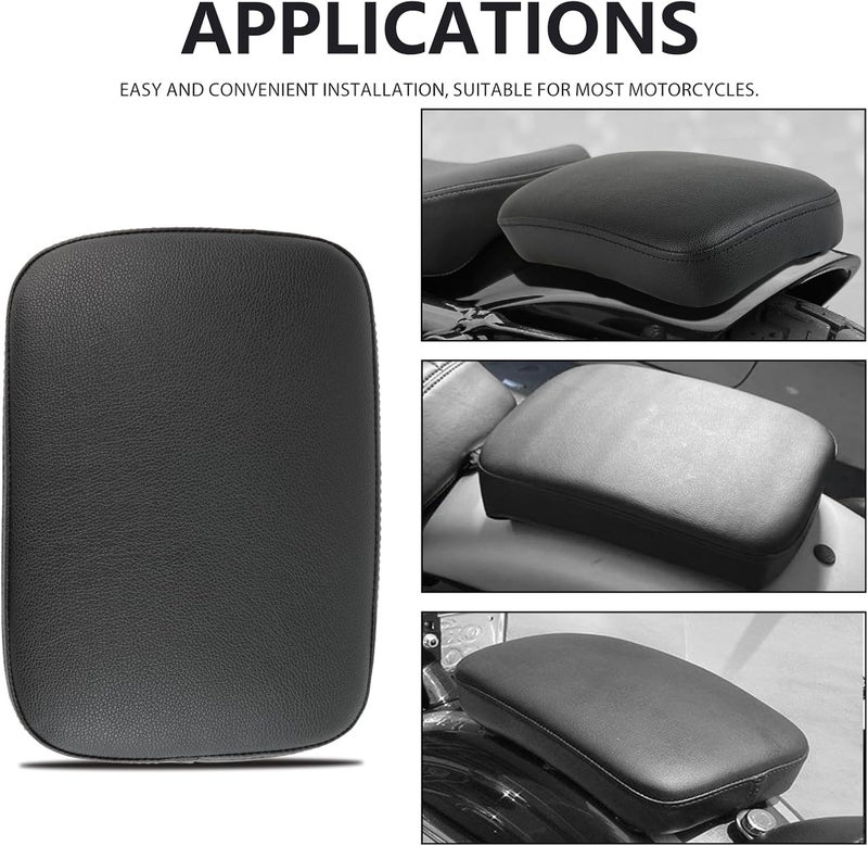 DREAMIZER Black Pillion Passenger Pad Seat Universal Motorcycle Solo Seat Rear Cushion 8 Suction Cups Compatible with Harley Davidson Sportster XL 883 1200 Forty Eight Dyna Chopper Bobber Custom - Image 5